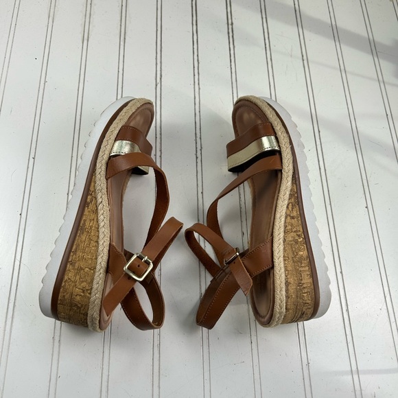 Coach and Four Banno Metallic Gold Wedge Strappy Sandals Women’s Size 8 - Picture 7 of 12